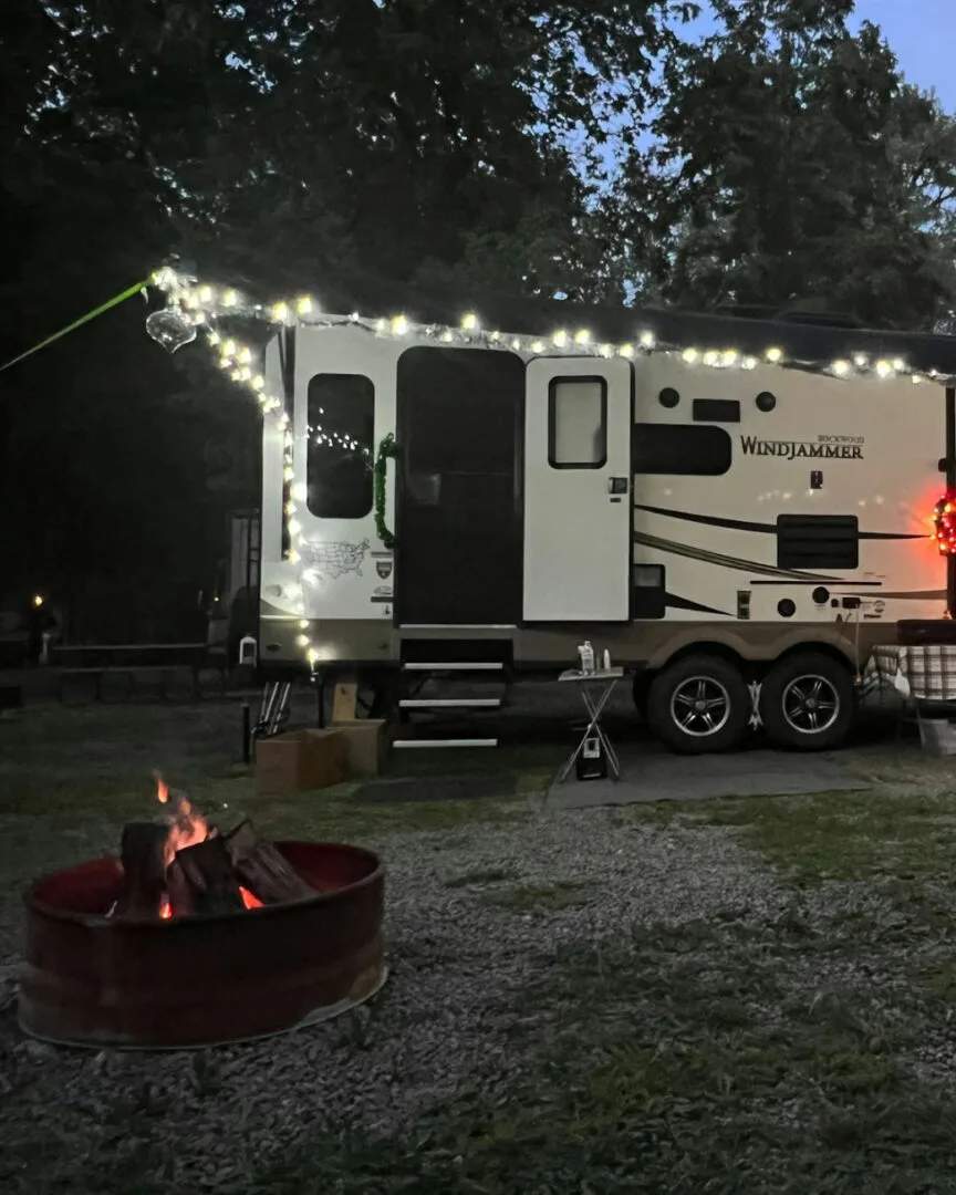 Fire pits and grills at the campsites